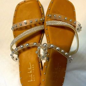 Sandals studded clear